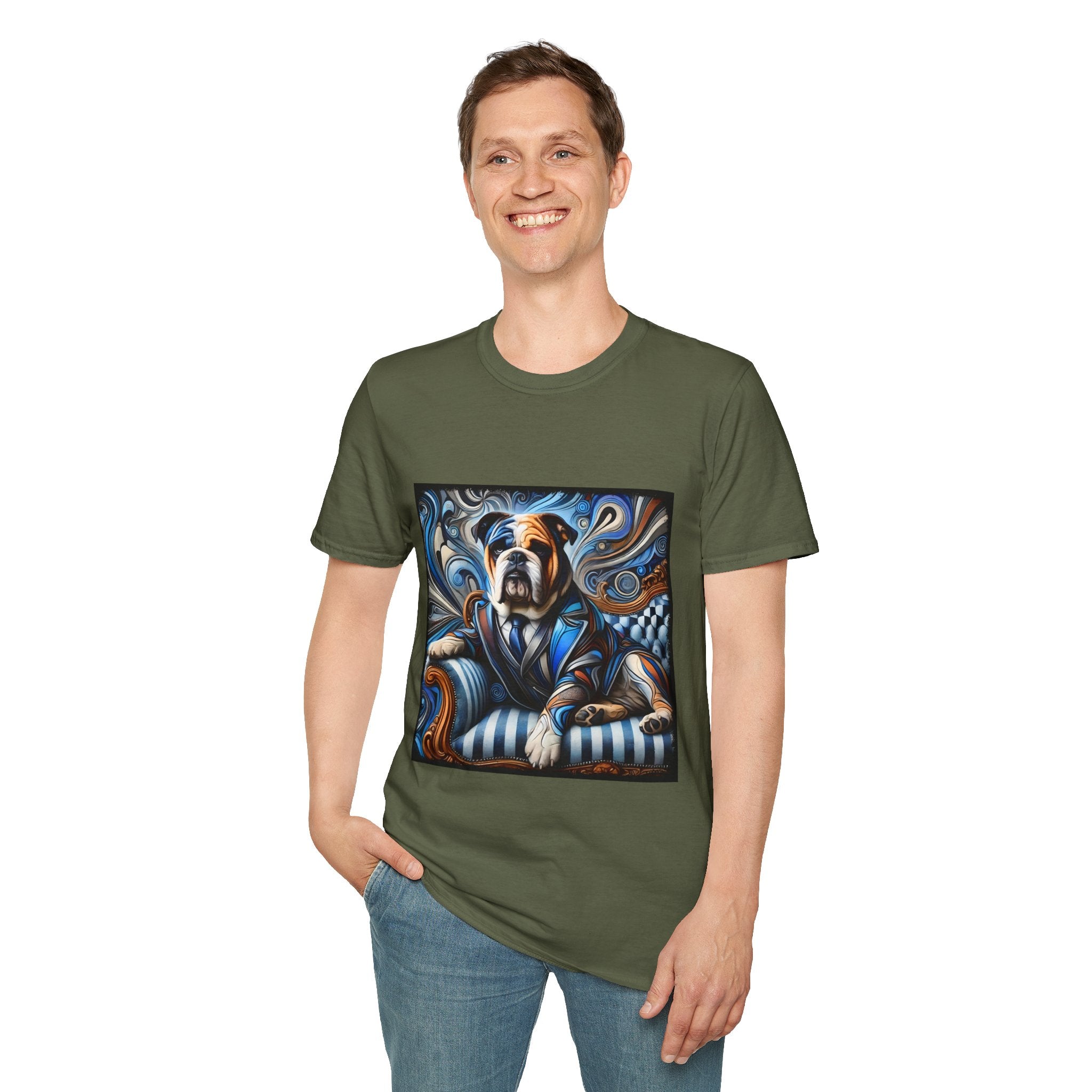 Bulldog Blue Swirl | Unisex Dog T-Shirt