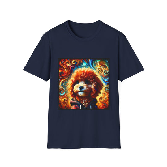 Poodle Multicolor Swirl design dog lover unisex t-shirt in navy