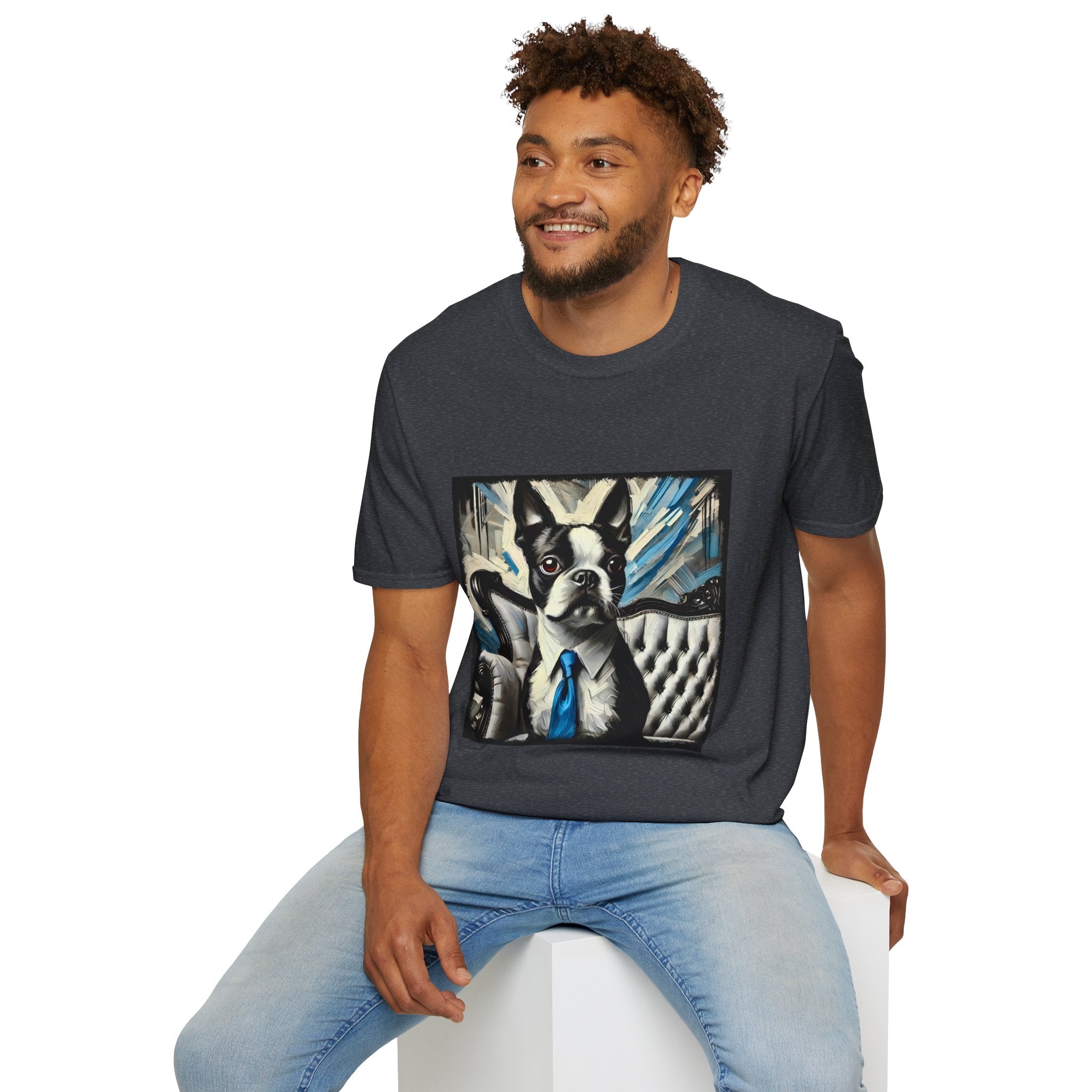 Boston Terrier B&W Bold Tie | Unisex Dog T-Shirt