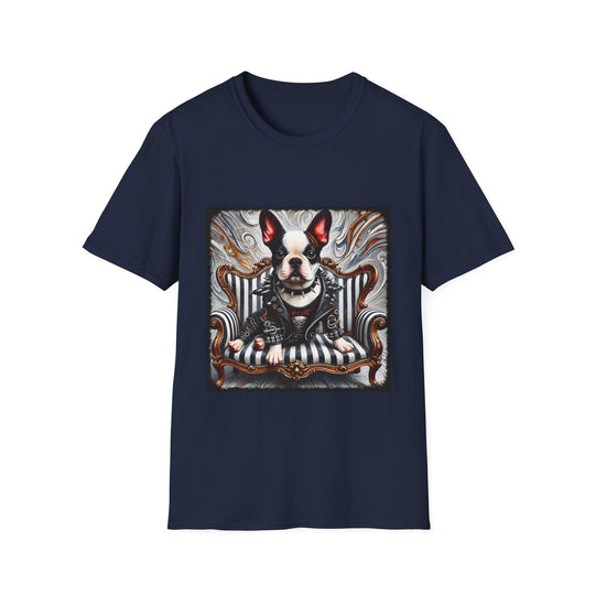 French Bulldog Heavy Rocker design dog lover unisex t-shirt in navy