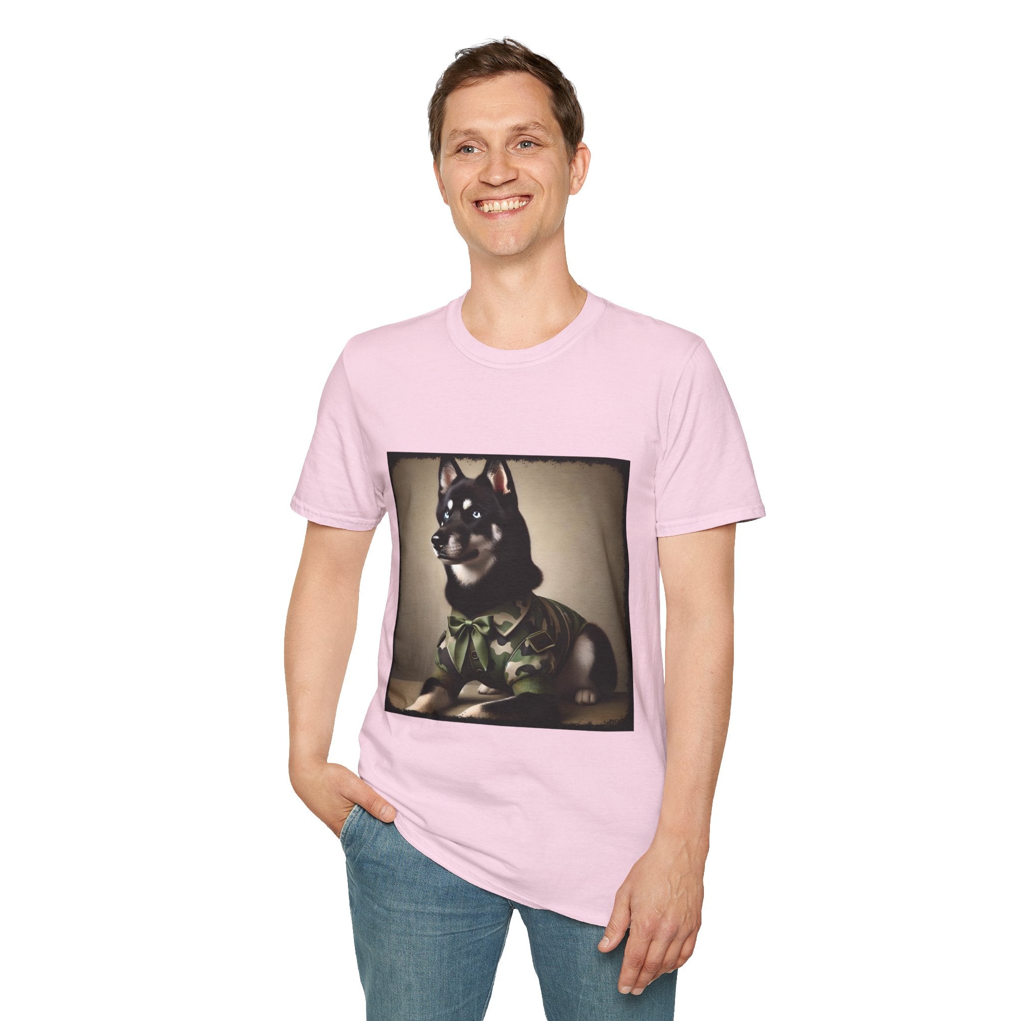 Siberian Husky Green Camo Cutie  | Unisex Dog T-Shirt