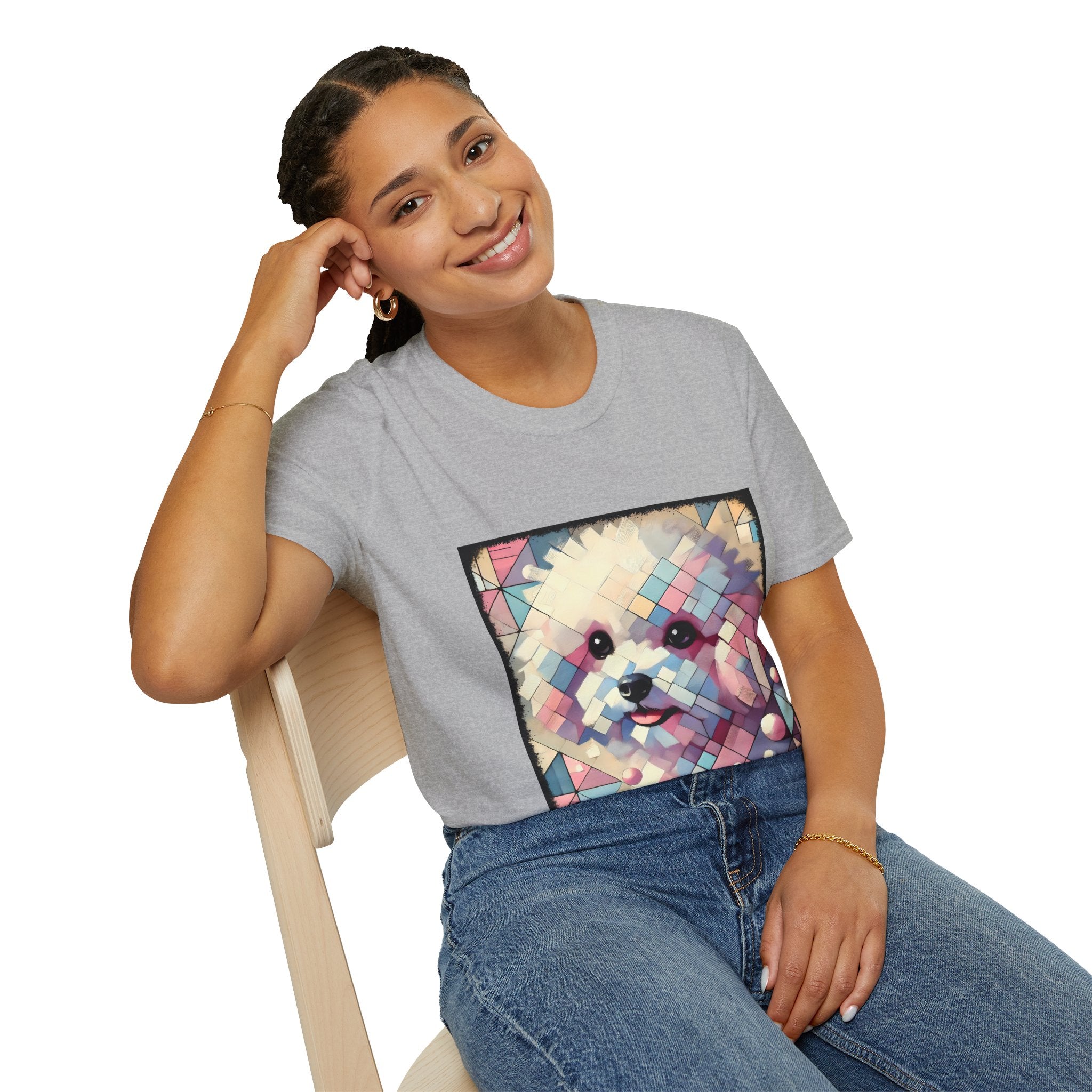 Bichon Frise Pastel Geometric | Unisex Dog T-Shirt