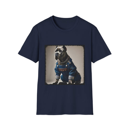 Cane Corso Denim & Diamonds design dog lover unisex t-shirt in navy