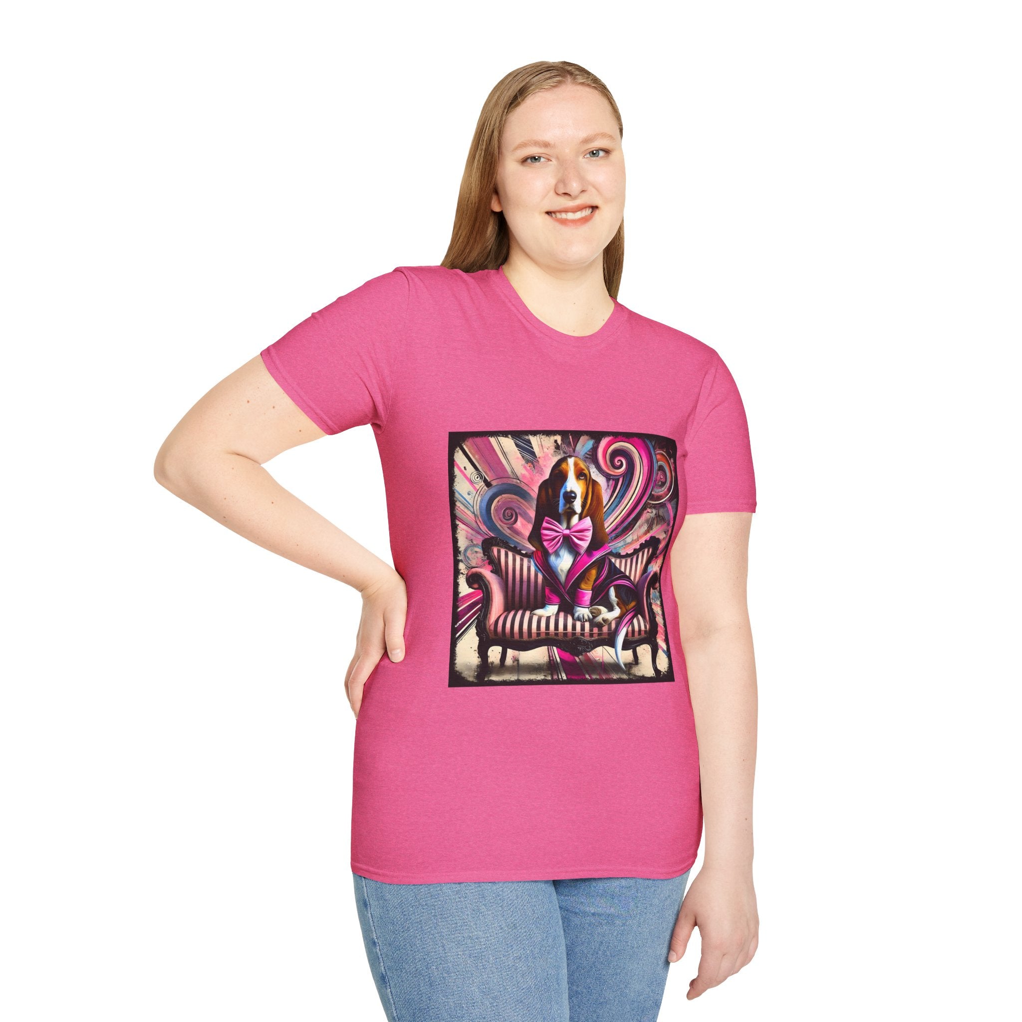 Basset Hound Pink Swirl Bold | Unisex Dog T-Shirt