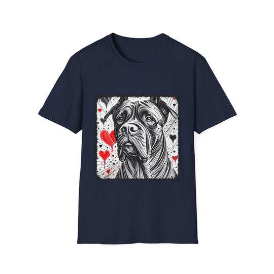 Cane Corso Bold Heart Sketch design dog lover unisex t-shirt in navy
