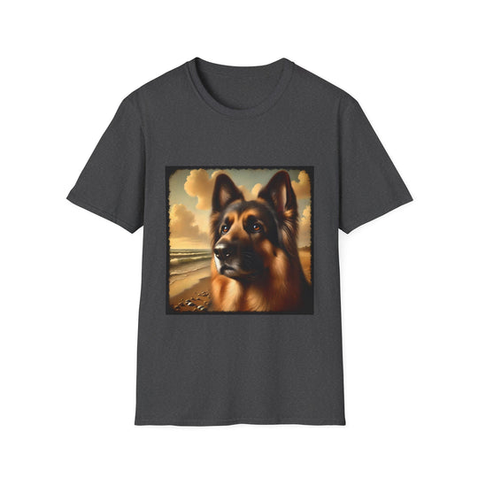German Shepherd Beach Classic design dog lover unisex t-shirt in dark heather