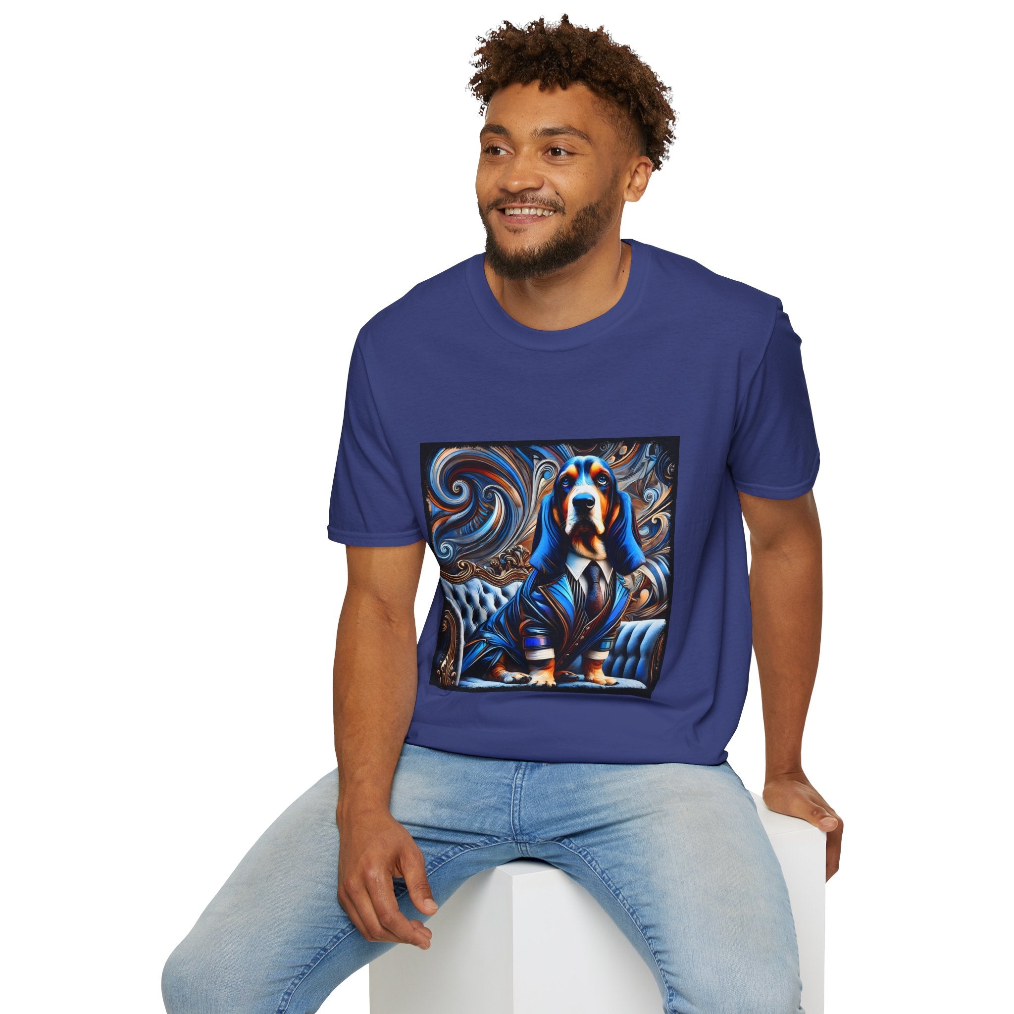 Basset Hound Bold Blue Feels | Unisex Dog T-Shirt