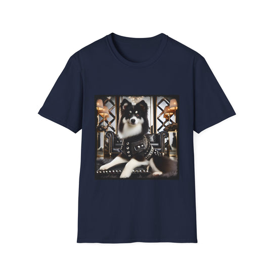 Miniature American Shepherd B&W Baddie design dog lover unisex t-shirt in navy