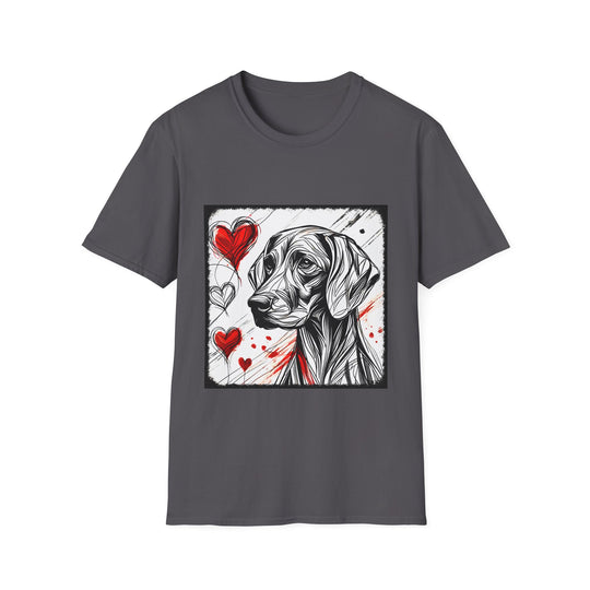 Weimaraner Bold Heart Sketch design dog lover unisex t-shirt in charcoal