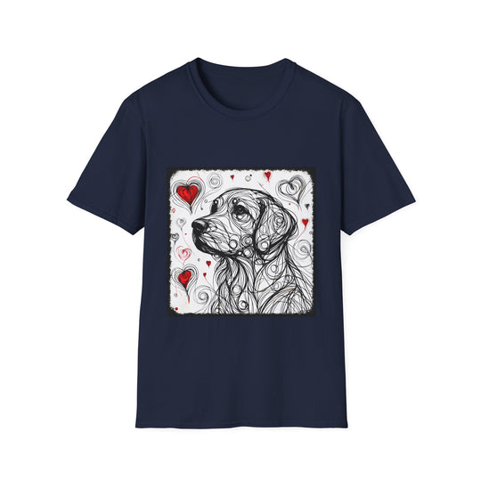 Golden Retriever Bold Heart Sketch design dog lover unisex t-shirt in navy