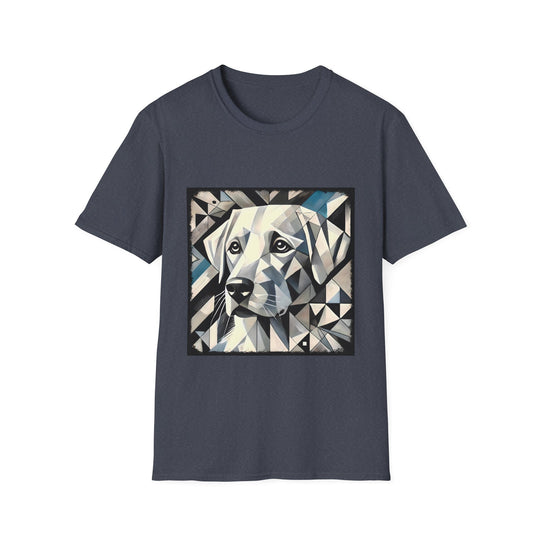 Labrador Retriever White Geometric design dog lover unisex t-shirt in heather navy