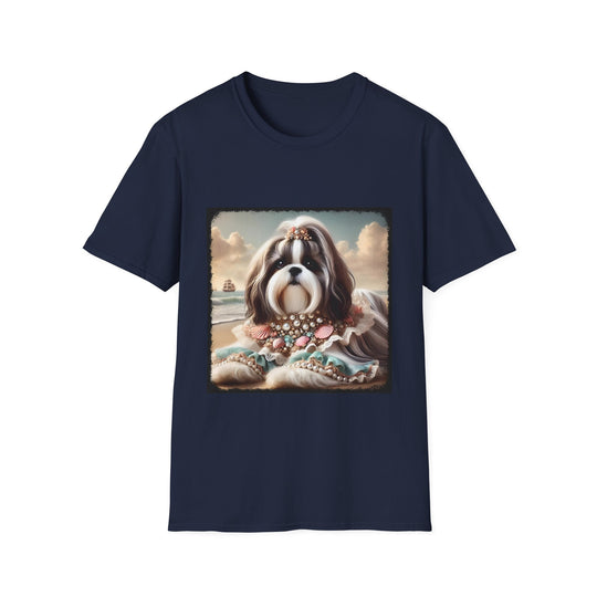 Shih Tzu Seashell Sweetie design dog lover unisex t-shirt in navy