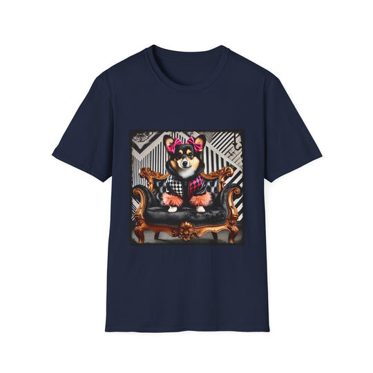 Pembroke Welsh Corgi Rock Chic design dog lover unisex t-shirt in navy