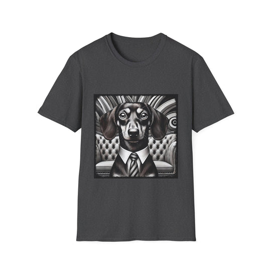 Dachshund B&W Gentleman Unisex Dog T-Shirt unisex t-shirt in dark heather