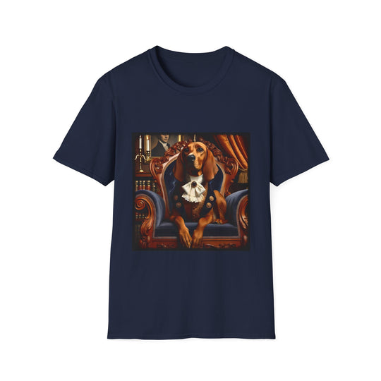 Coonhound Dashing Duke design dog lover unisex t-shirt in navy