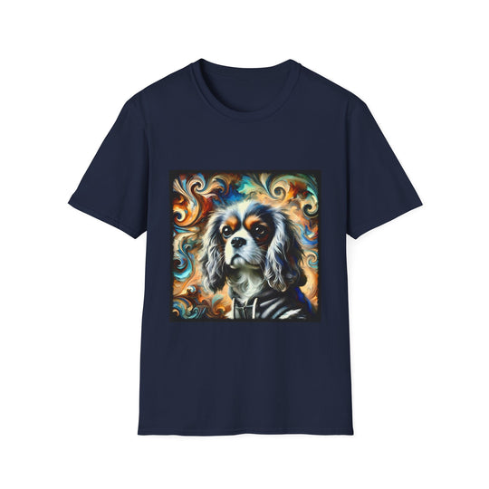 Cavalier King Charles Spaniel Silver Swirl design dog lover unisex t-shirt in navy