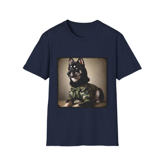 Siberian Husky Green Camo Cutie design dog lover unisex t-shirt in navy