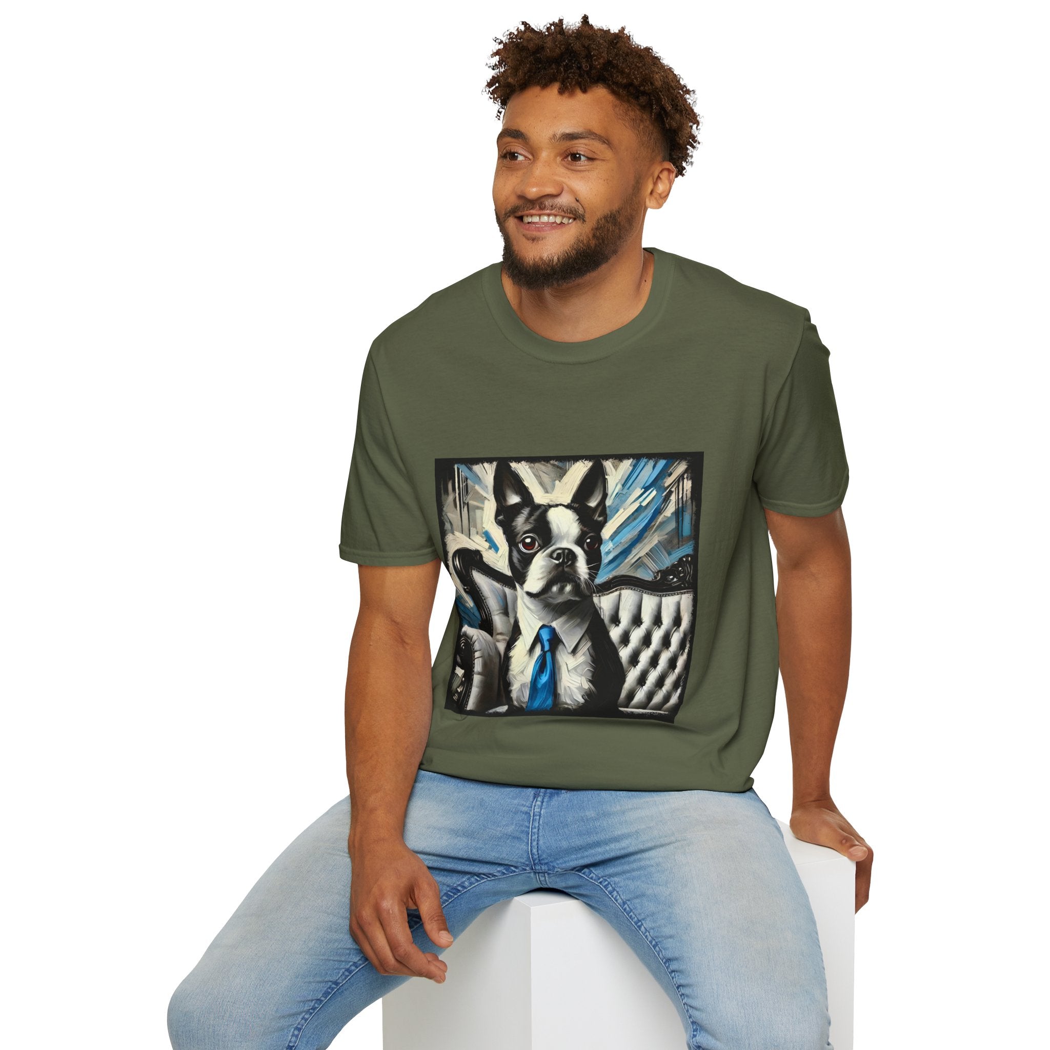 Boston Terrier B&W Bold Tie | Unisex Dog T-Shirt