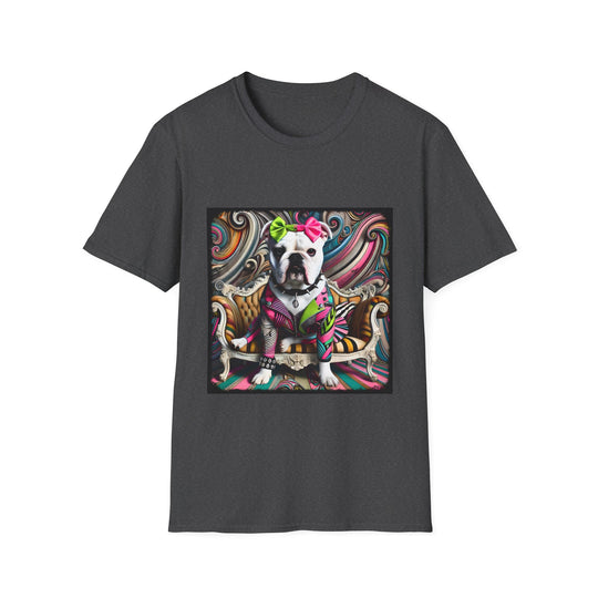 Bulldog Princess Rocker design dog lover unisex t-shirt in dark heather