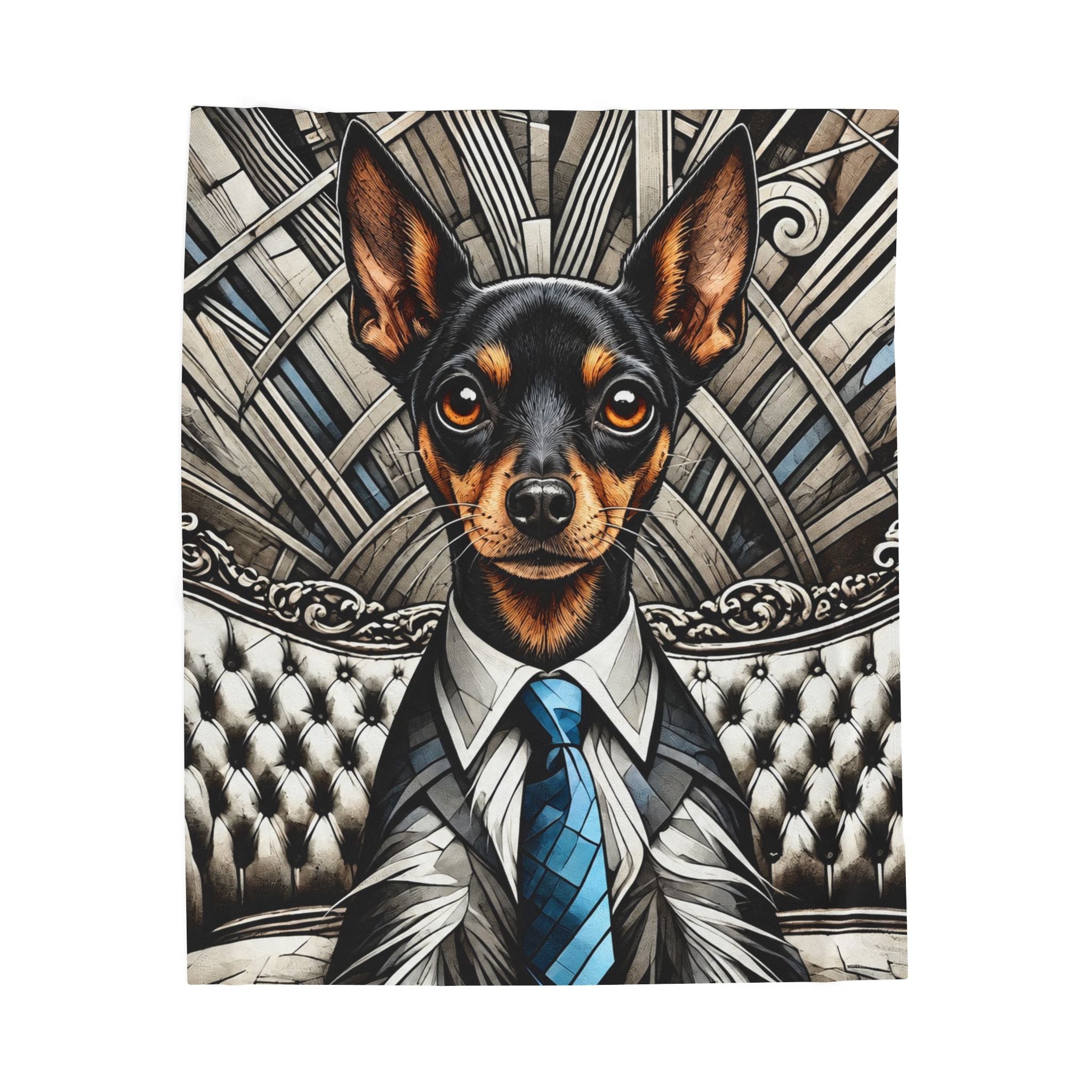 Doberman Pinscher Blanket | Blue Tie Gentleman Dog Lover Gift