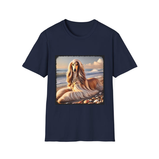 Afghan Hound Seashell Sweetie design dog lover unisex t-shirt in navy