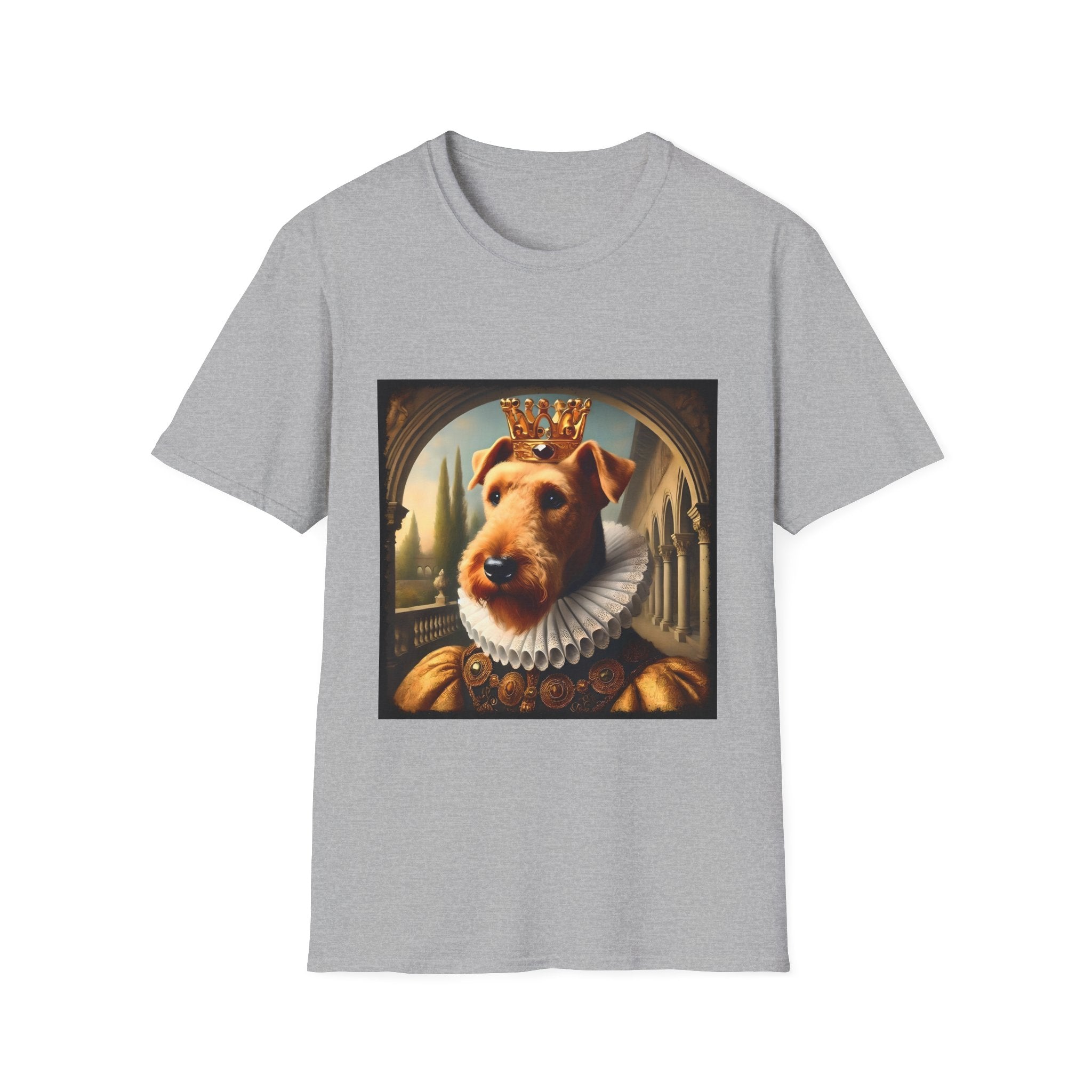 Airedale Terrier Crowned Gent design dog lover unisex t-shirt in sport grey
