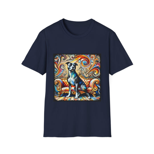 American Pit Bull Terrier Kaleidoscopic Swirl design dog lover unisex t-shirt in navy
