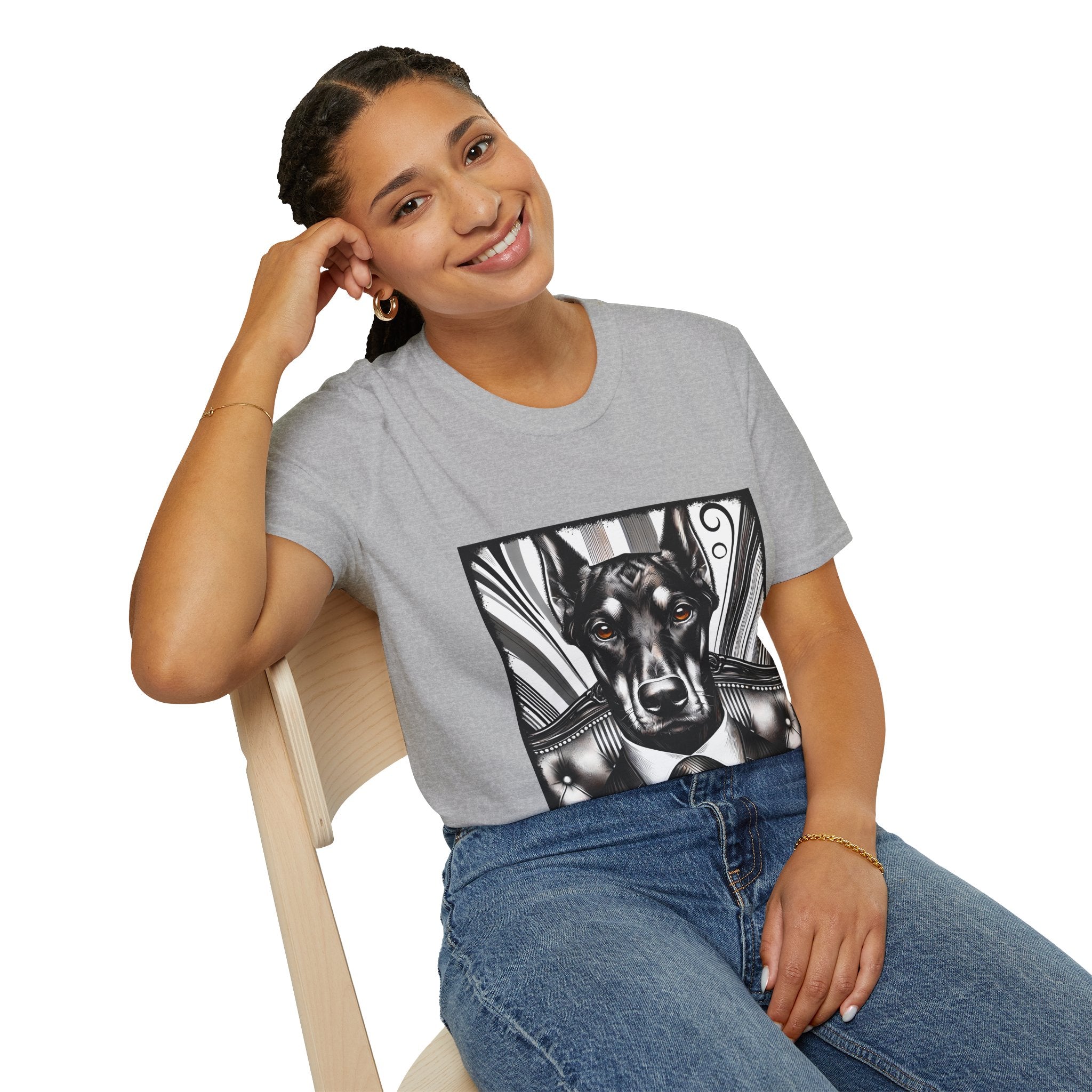 Doberman Pinscher B&W Bold Eyes  | Unisex Dog T-Shirt