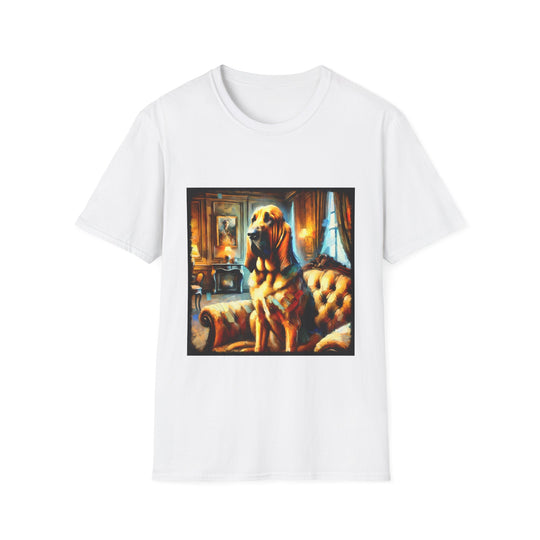 Bloodhound Warm Classic design dog lover unisex t-shirt in white