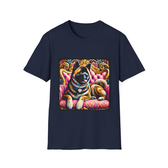 Akita Diamond Princess Classic design dog lover unisex t-shirt in navy