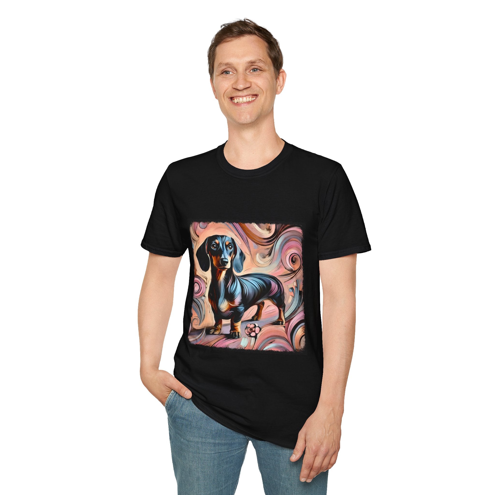 Dachshund Pink Swirl | Unisex Dog T-Shirt