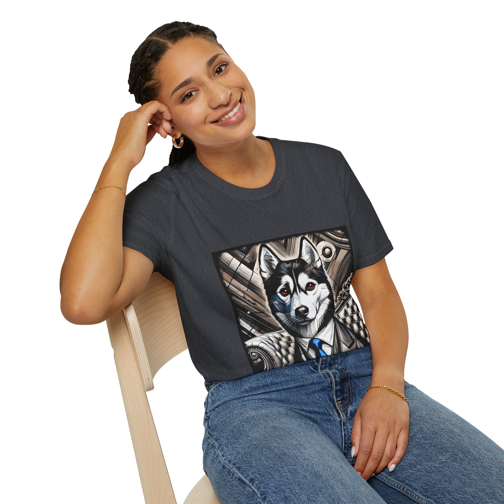 Siberian Husky B&W Bold Eyes | Unisex Dog T-Shirt