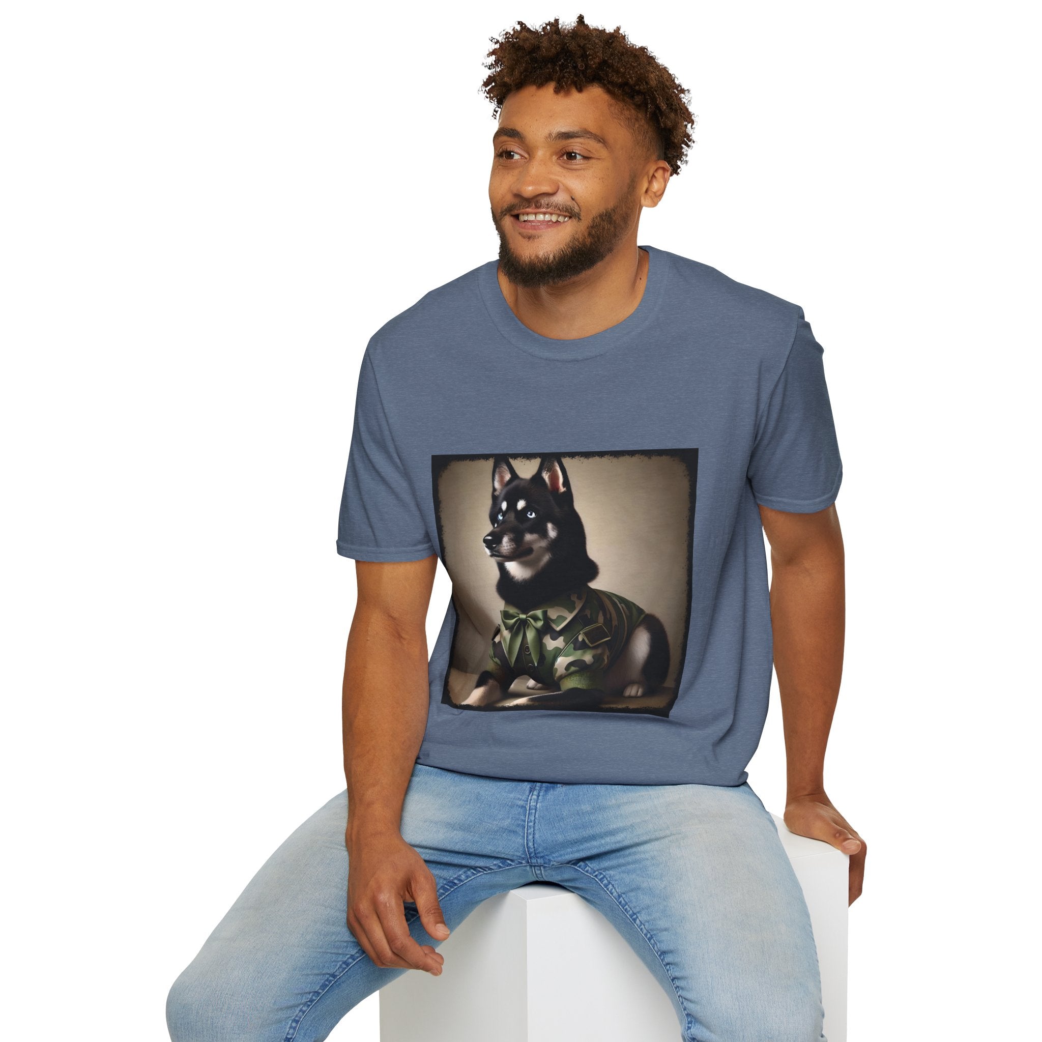 Siberian Husky Green Camo Cutie  | Unisex Dog T-Shirt