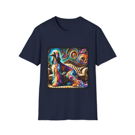 Afghan Hound Bold Swirl design dog lover unisex t-shirt in navy