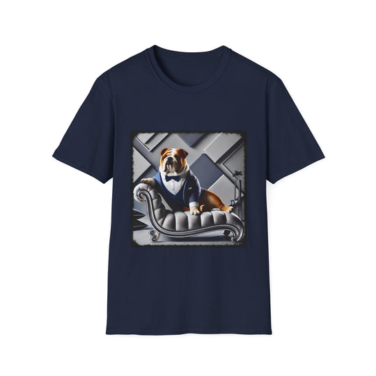 Bulldog Big Boss design dog lover unisex t-shirt in navy